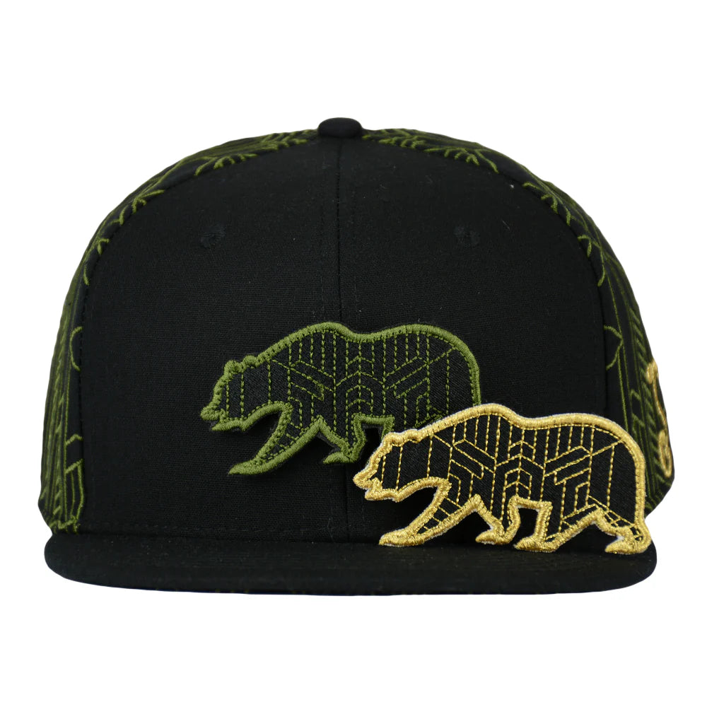 Removable Bear Digital Labyrinth Black Snapback Hat