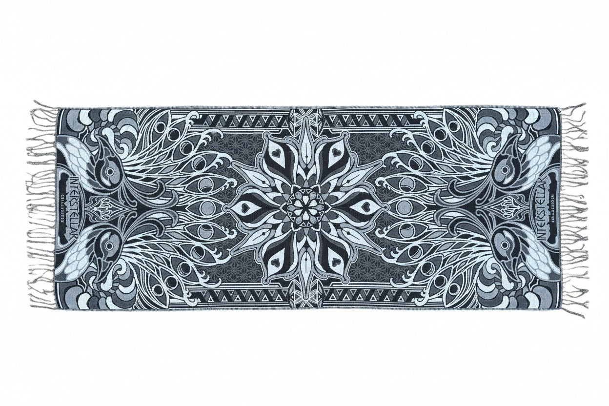 Peacock Pashmina (Jaquard) Black