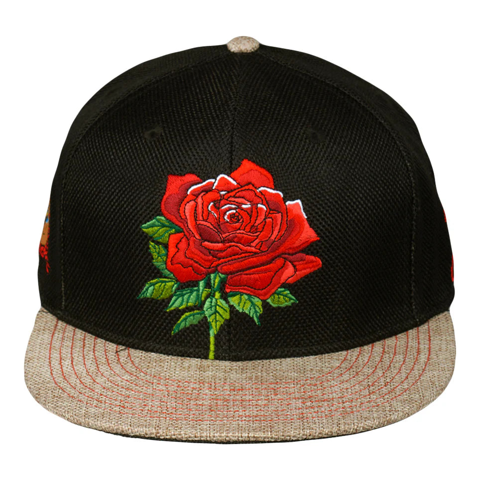 Stanley Mouse Red Rose Black Snapback Hat