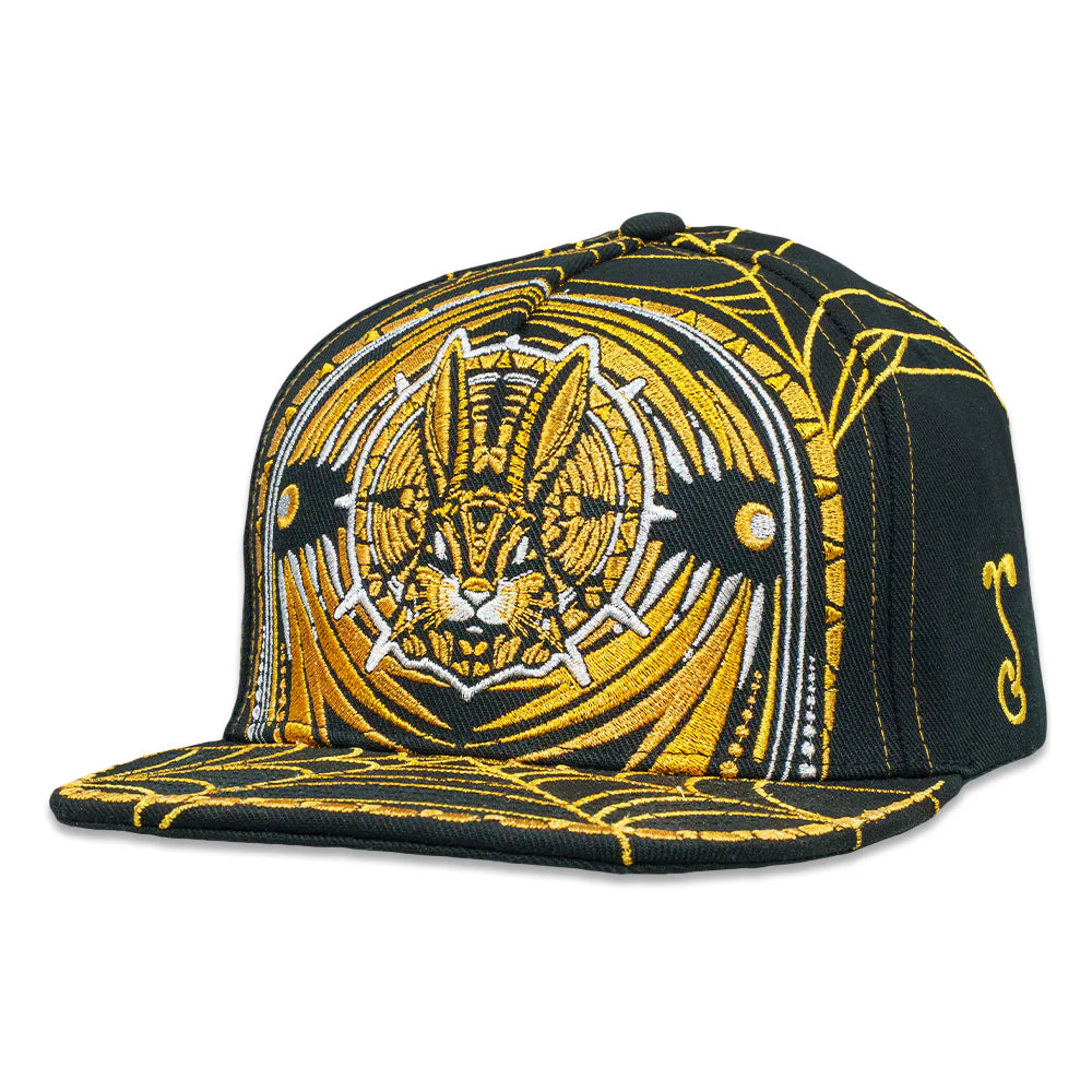 Psychedelic Bunny Gold Snapback Hat