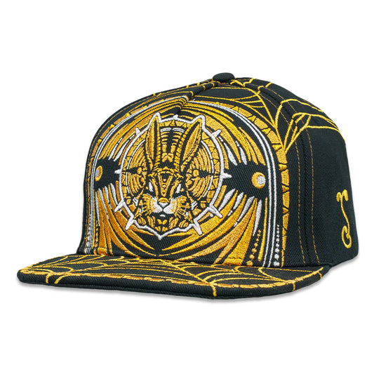 Psychedelic Bunny Gold Snapback Hat