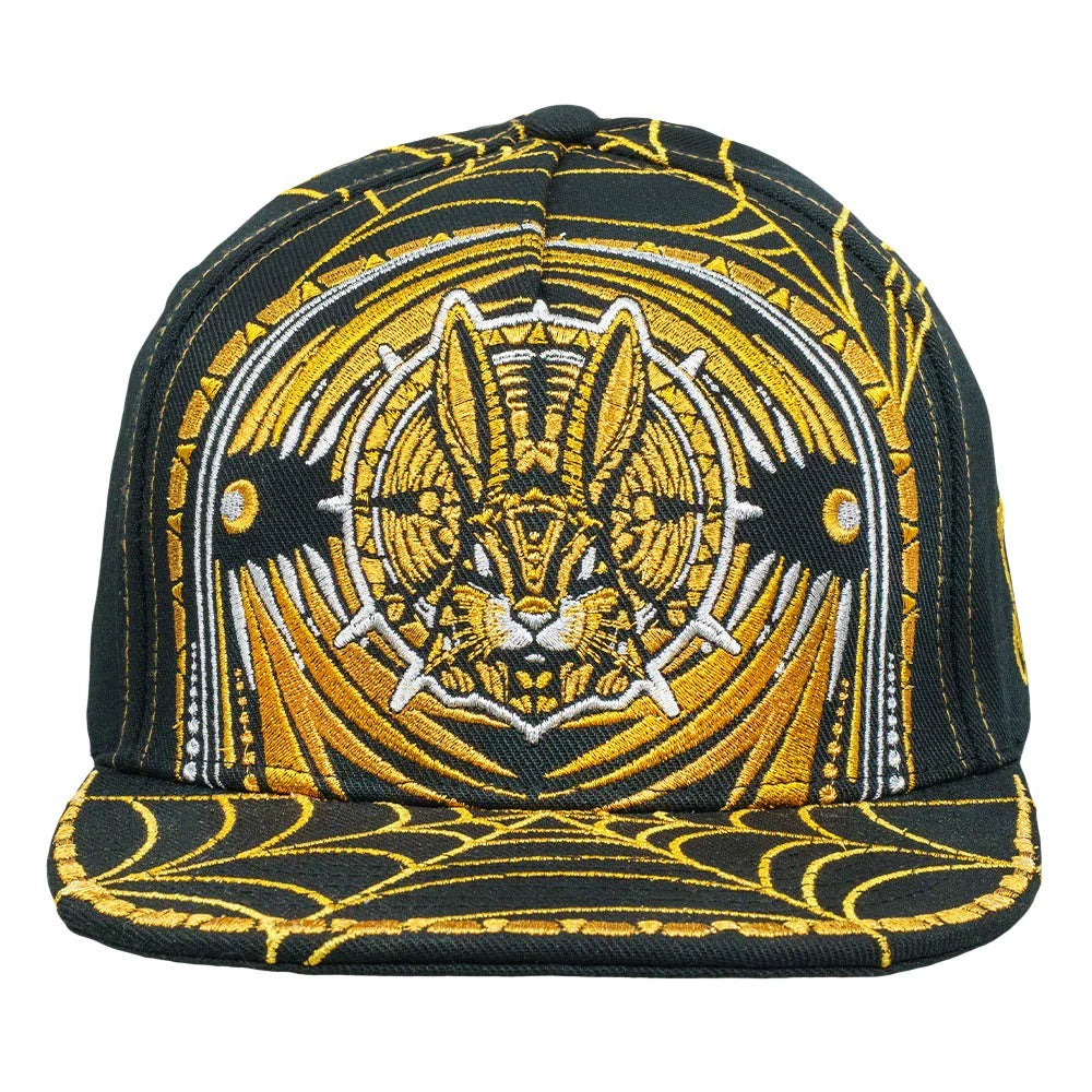 Psychedelic Bunny Gold Snapback Hat