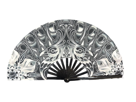 Peacock Hand Fan (Black)