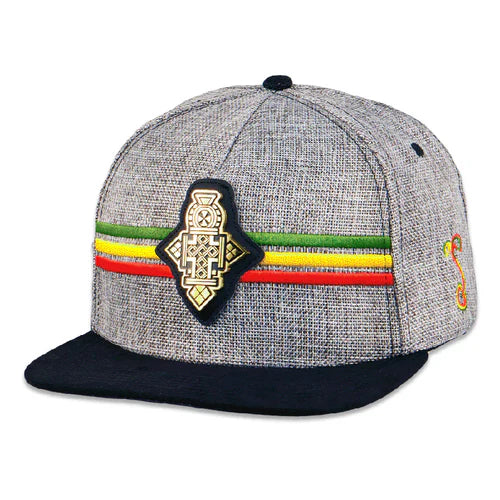 Rasta Cross Gray Snapback Hat