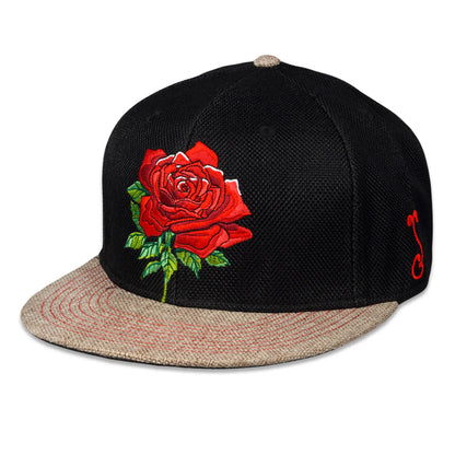 Stanley Mouse Red Rose Black Snapback Hat